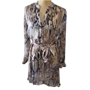 Olivia Graye Sheer Snake Print Long Sleeve Mini Dress Size M